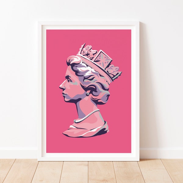 Queen Elizabeth Print, Queen Elizabeth,Royals Art, Portrait Print of Queen Elizabeth, Queen Poster, Jubilee Art, Platinum Jubilee