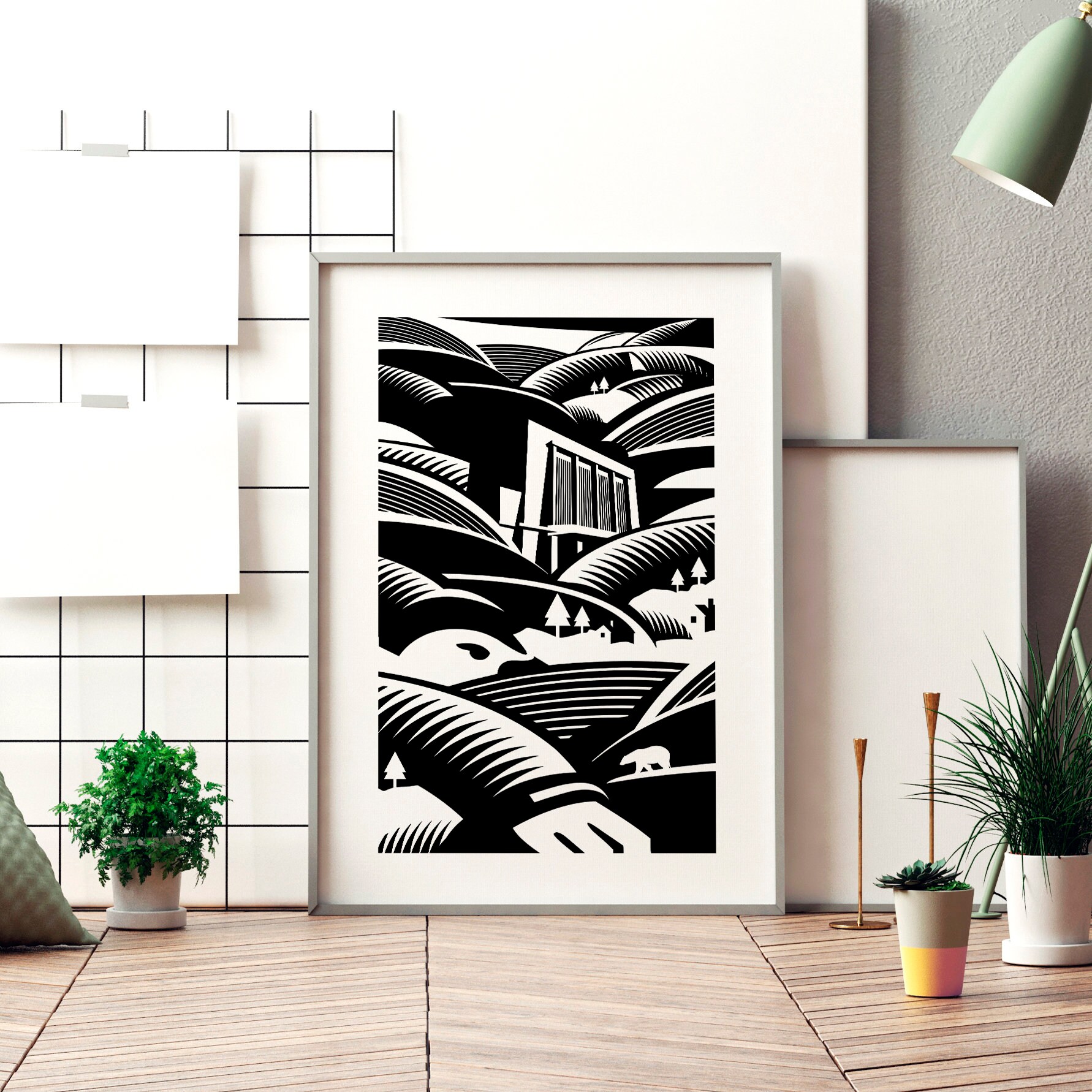 Monochromatic Wall Art Graphic Black and White Modern Art - Etsy