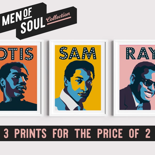 Men Of Soul Collection, Ray Charles, Otis Redding & Sam Cooke Prints, Soul Art, Art de la musique, Soul Art, Icône de la musique