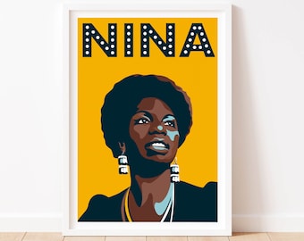Nina Simone Wall Print, Soul Diva Art, Music Art, ,Soul Art ,Jazz Art, Musical Art, Music Icon Home Decor Art, Pop Icon Wall Art