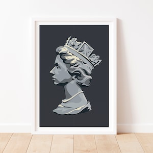 Queen Elizabeth Print, Royals Art, Regal Art, Portrait Print of Queen Elizabeth, Queen Poster, Jubilee Art, Platinum Jubilee