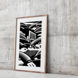 Monochromatic Wall Art, Graphic Black and White Modern Art Print, Mono