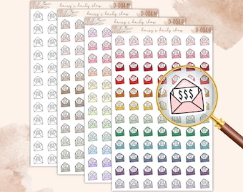 D-004 || Bill Due Stickers: Planner Stickers, Decorative Planning, Functional Planning, Money Envelope
