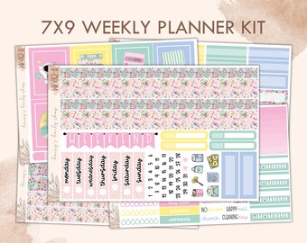 7x9 WEEKLY KIT 067 | EC planner, Planner Stickers, Erin Condren, Plumpaper, Makselife, Vertical Planner Kit, Weekly Planner Kit