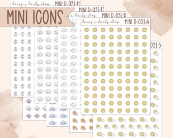 MINI ICONS D-031 || Doodle Weather icon stickers, Planner Stickers
