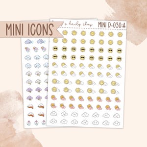 MINI ICONS D-030 || Doodle Weather Icon Stickers - Planner Stickers, Erin Condren, Makselife, Plumpaper, Mini icons
