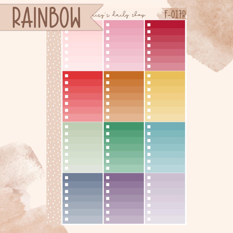 F-017 || OMBRE CHECKLIST BOX - Planner Stickers, Erin Condren ...