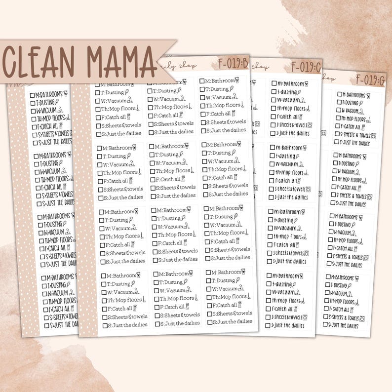 F-019 | CLEAN MAMA LIST | Planner Stickers, Erin Condren, Makselife ...