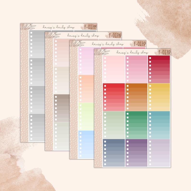 F-017 || OMBRE CHECKLIST BOX - Planner Stickers, Erin Condren ...