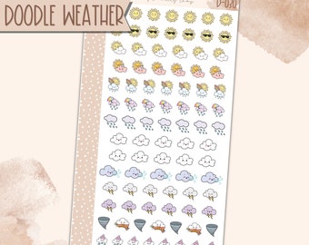 D-030 | WEATHER ICONS | Doodle weather icons, Planner Stickers, Erin Condren, Makselife, Plumpaper, DOODLE