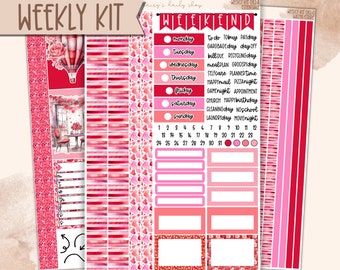 7x9 WEEKLY KIT 081 | Planner Stickers, Erin Condren, Plumpaper, Makselife, Happy Planner, Vertical Planner Kit, Valentines Day Stickers