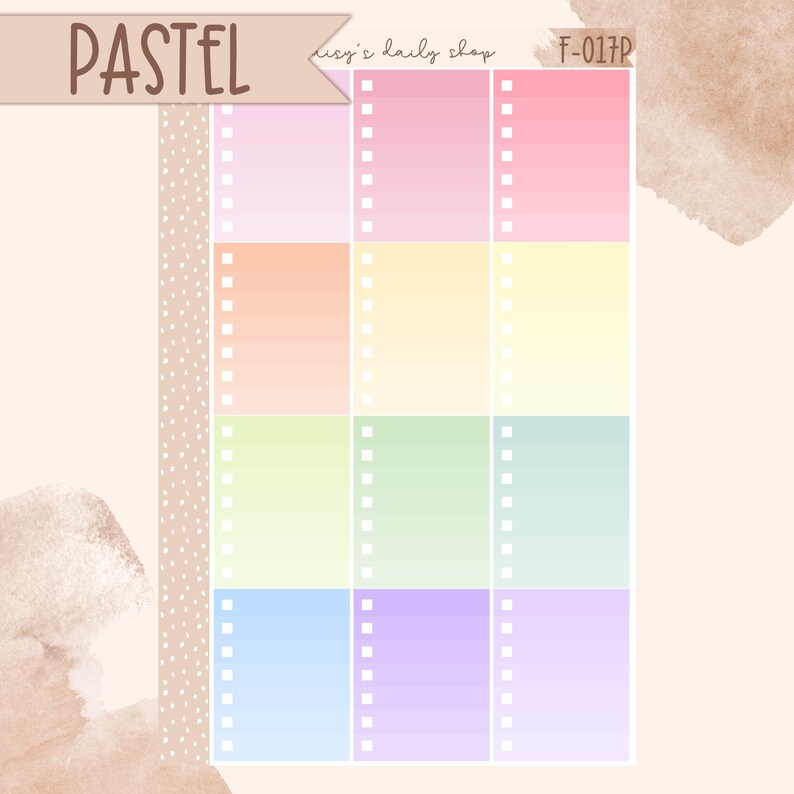 F-017 || OMBRE CHECKLIST BOX - Planner Stickers, Erin Condren ...