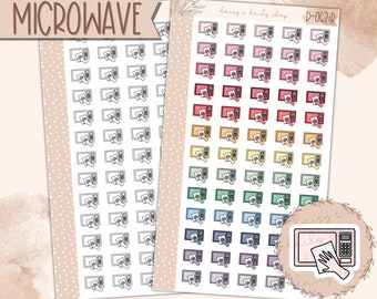 D-063 | MICROWAVE ICONS | Planner Stickers, Erin Condren, Makselife, Plumpaper