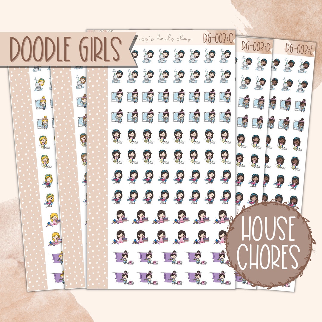 DG-003 DOODLE GIRL Planner Stickers Erin Condren - Etsy
