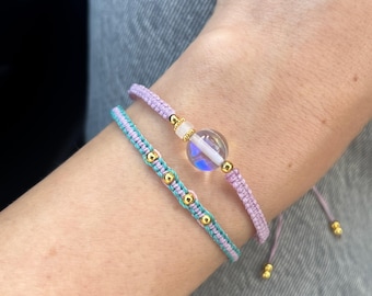 Mystic Aura Quartz Bracelet Set: Handmade Boho Friendship Jewelry