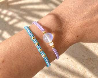 Mystic Aura Quartz Bracelet Set: Handmade Boho Friendship Jewelry