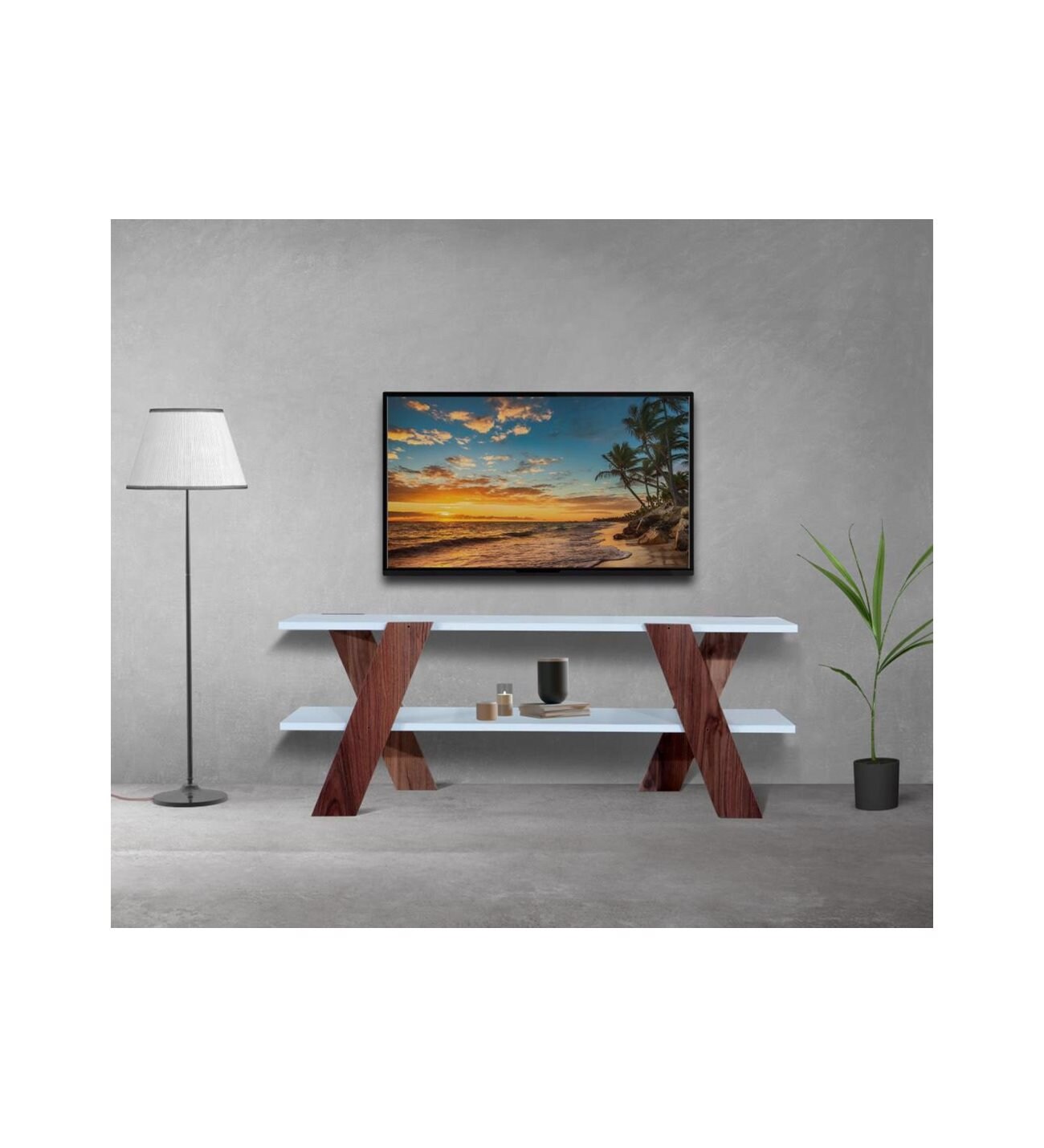 TV-Konsole Moderner Fernsehtisch Holz Low-Profile Media | Etsy