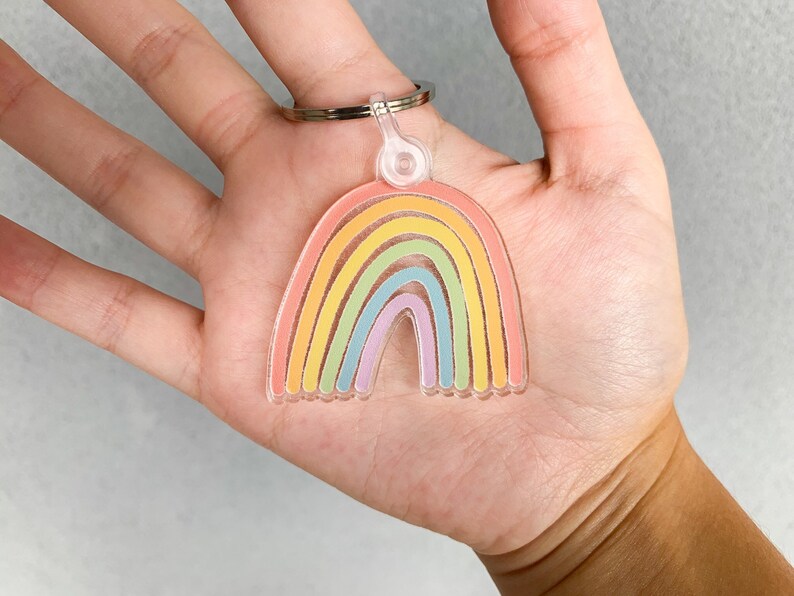 Conservation Rainbow Keychain Acrylic Keychain Boho Rainbow Acrylic Keychain