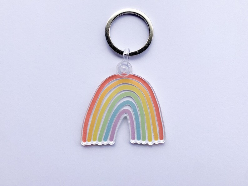 Conservation Rainbow Keychain Acrylic Keychain Boho Rainbow Acrylic Keychain