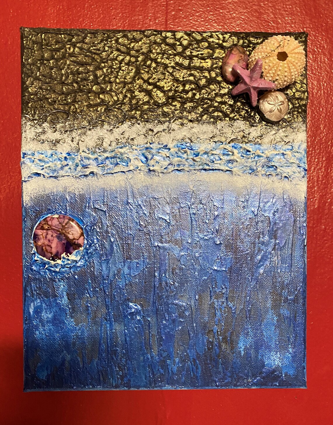 Ocean scene mixed media canvas painting Etsy