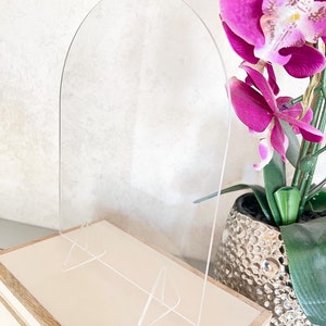 8x10 Arch Acrylic Blanks, 5x7 Arch Mirror Blanks, DYI Acrylic Blanks, Wedding Sign, Clear Sign, Sign and Stand, Acrylic Stand