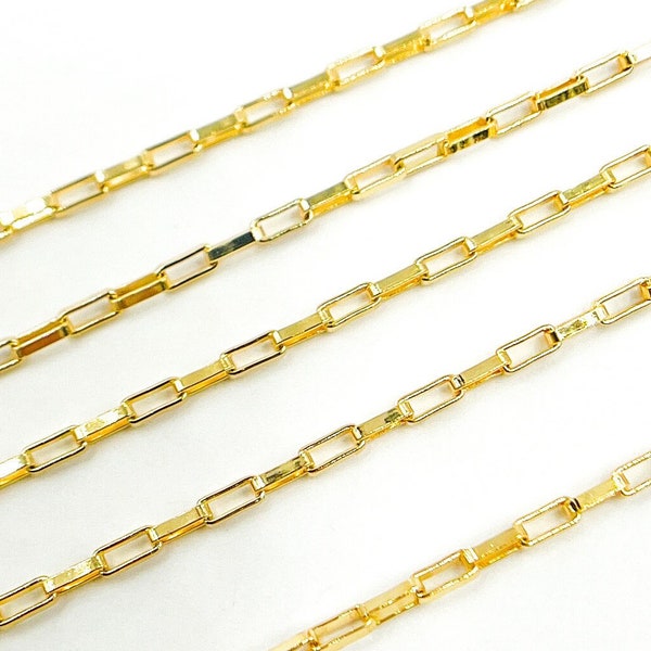 1FT 4.2x1.8mm 14k gold filled chain by foot, tiny box chain, small rectangle link bracelet chain, drawn box necklace chain. 103531