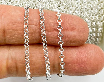 1FT 2mm 925 Silver Unfinished Chain, Square Box Necklace Chain,Square Link Silver Chain Wholesale, Sterling Silver Dainty Chain Bulk. V101SS