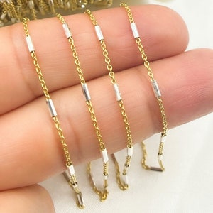 1FT 1.20mm Satellite Silver Gold Plated Chain, Unfinished Dainty Two Tone Tube Chain by Foot, Silver Cylinder Cable Chain Wholesale. Z9GS2