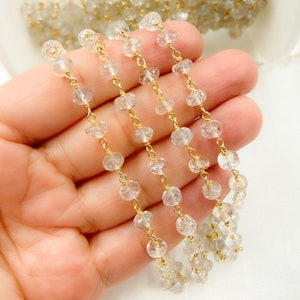 Imperial Topaz Gold Plated 925 Sterling Silver Wire Chain, Beads, Permanent Jewelry, Jewels and Chains, Bead Chains, Gemstone Chains. TOP6