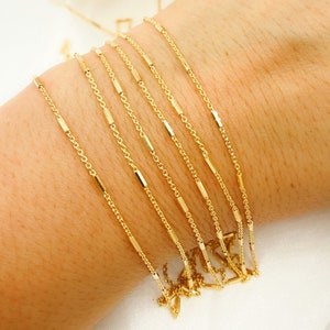 1FT 1.20mm Silver Chain, Unfinished Dainty Gold Tube Satellite Chain by Foot, Fine Gold Cylinder Cable Chain, Gold Plate Bar Chain. Z9GP