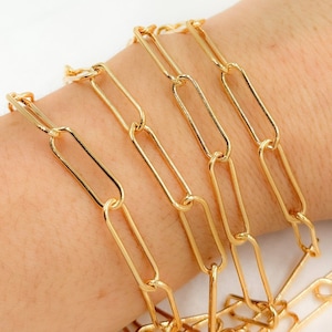 20x6mm 14K gold filled chain by foot, unfinished chunky paperclip necklace chain, big drawn link bracelet chain, big oval link chain.1047011