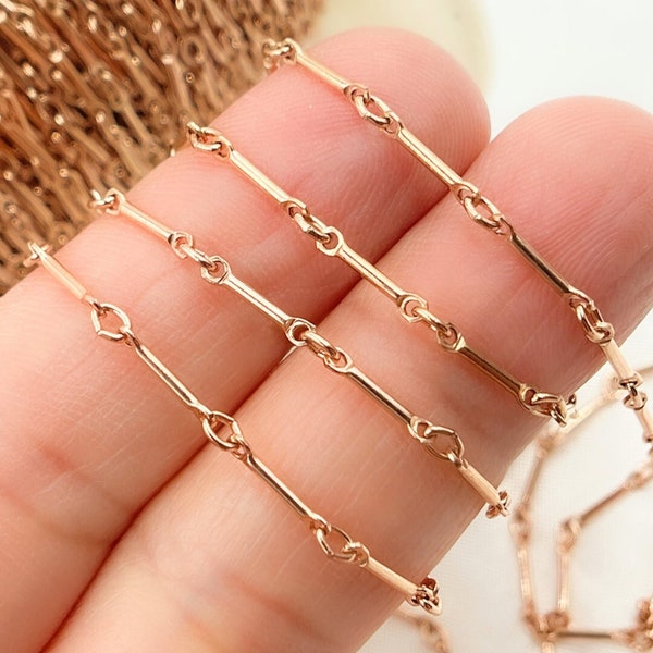 1FT 8mm 14k Rose Gold Filled Chain by Foot, Unfinished Bar Link Chain, Rose Gold Filled Necklace, Wholesale Bulk. 105671RGF