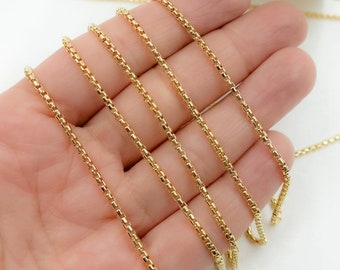 Cadena de plata de ley chapada en oro, 2 mm, se vende por metro. Y49GP