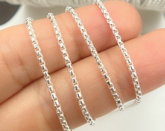 1FT 1.6mm,925 Sterling Silver Box Chain, Sterling Silver Chain, Made In Italy, Box Silver Chain, Permanent Jewelry,Jewels and Chains. Y106SS