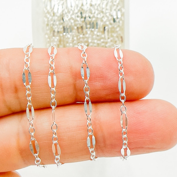 1FT 4x3mm 925 silver chain by foot,silver marina flat link chain,style chain by yard,925 sterling silver sequin oval necklace chain. 3111751