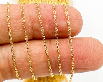 1FT 1mm 14k gold filled chain by foot,unfinished rope chain, snake necklace,wholesale real 14k gold filled twisted chain supply bulk. 10071R