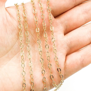 4x2.7mm 14k Gold Filled Chain by foot, Hammered Oval Link Chain, Textured Link Gold Chain, Wholesale bulk Chain Jewelry Making. 1011281