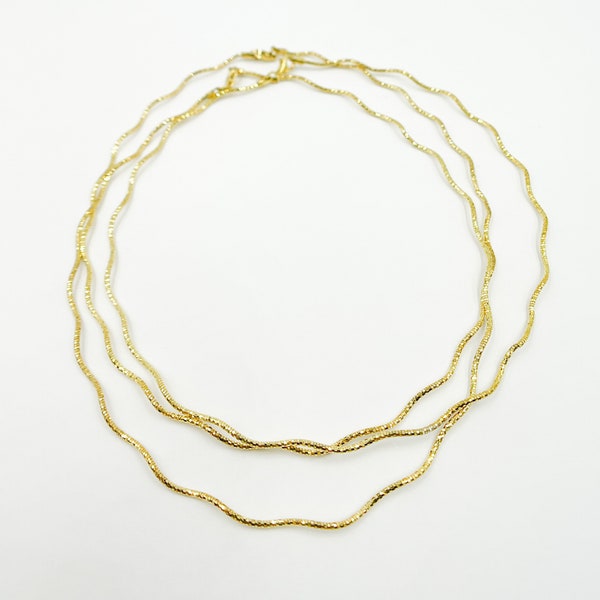 Minimalist gold wavy choker necklace, 14 & 16" omega layering necklace, 925 silver gold vermeil tiny layer chain, thin wire snake necklace