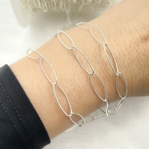 1FT 18x5mm 925 Sterling Silver Oval Twisted Link Chain, Marquise Shape Antique Style Chain, Unfinished Large Oval Chain by Foot. 107001TWSS