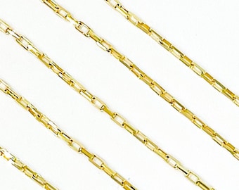 Cadena de plata de ley chapada en oro de 18 quilates, eslabón rectangular de 5 x 2 mm. Y45GP