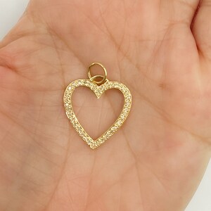 14K Solid Gold & Diamonds Heart Charm 20x19mm. Charm for necklace, love pendant gift, love charm, 14K solid gold pendants. GDP02