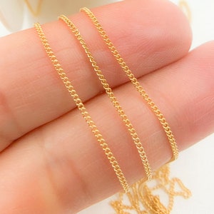 1FT 1mm 14k Gold Filled Curb Chain by the Foot — Small & Tiny Link Cuban Curb Chain, Bulk Jewelry Making Supply. 10701