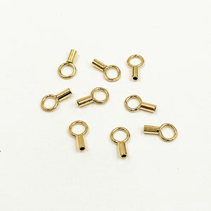 1mm 14k Gold Filled Cord End Cap, End Caps Clasps, Crimp End cap with Closed Ring, Gold Findings Supply. 4000771