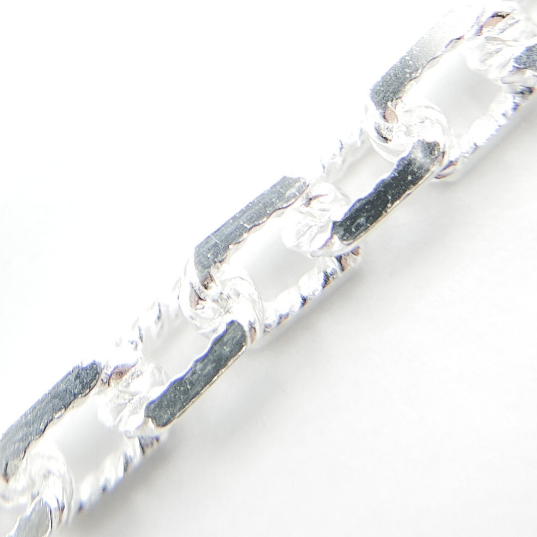 1FT 925 Sterling Silver Twisted & Diamond Cut Rectangle