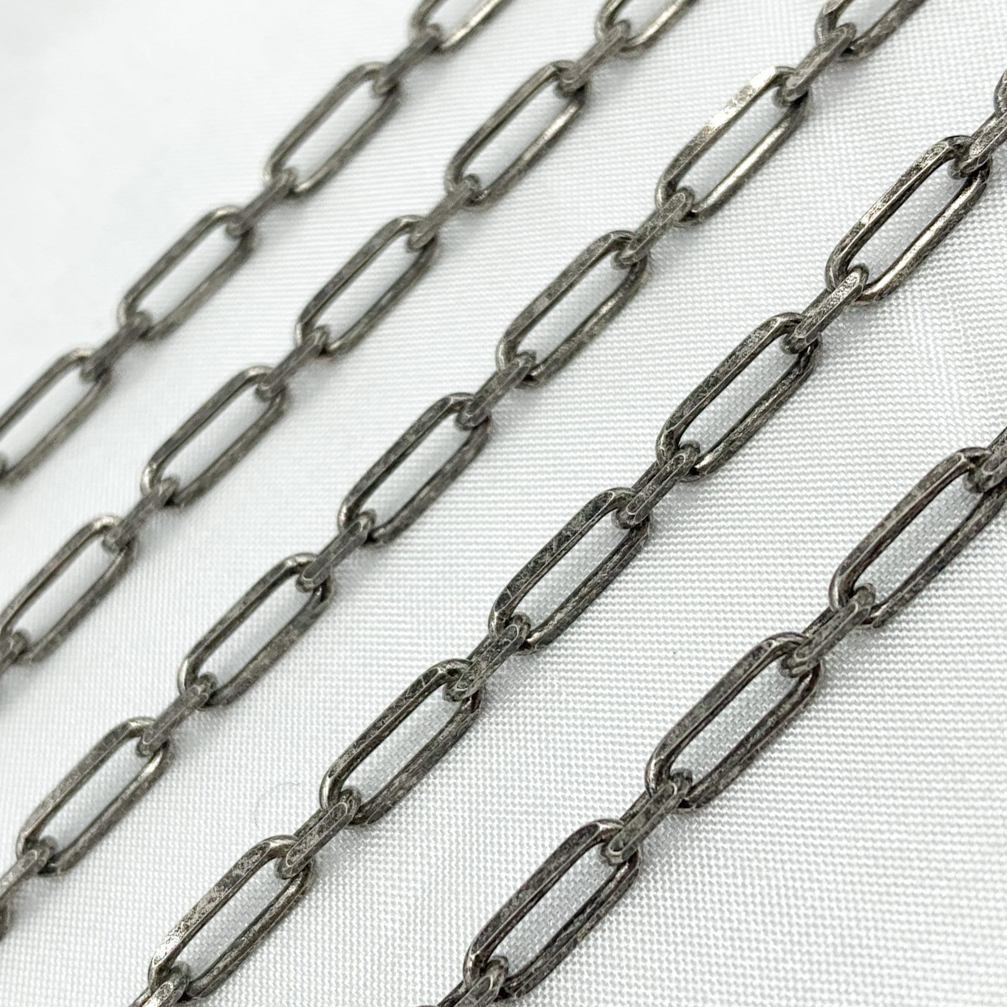 1FT 10x3mm 925 Oxidized Silver Paperclip Chain by Foot, Long