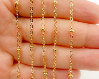 14K Gold Filled Ball Satellite Chain. Ball Size 2x3 mm. Wholesale Bulk Gold Filled Chain Necklace, Gold Cable Necklace. 1013811