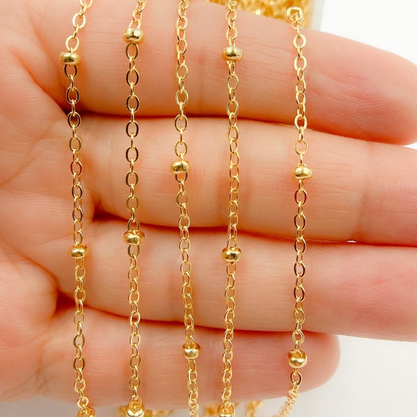 14K Gold Filled Ball Satellite Chain. Ball Size 2x3 mm. Wholesale Bulk Gold Filled Chain Necklace, Gold Cable Necklace. 1013811