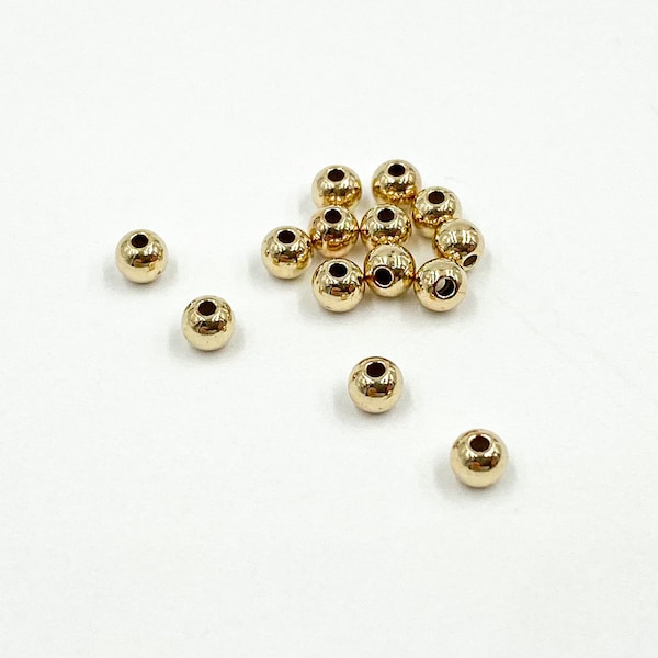 25pcs 3mm 14k gold filled seamless beads, round gold beads, spacer beads for jewelry making, 14k gold filled jewelry findings supply bulk