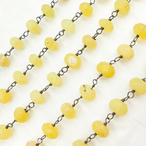 Yellow Opal Oxidized 925 Sterling Silver Wire Chain, Permanent Jewelry, Jewels and Chains, Stone Chains, Wholesale Gemstones. OPA13