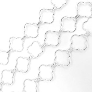 Catena a maglie a quadrifoglio in argento sterling 925 a piede, catena con motivo a quadrifoglio per la creazione di gioielli, catena a quadrifoglio all&#39;ingrosso. V158SS
